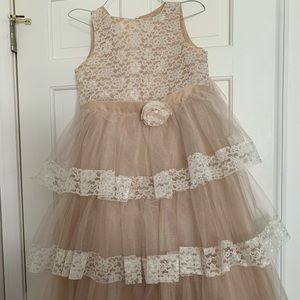 Tan and ivory tulle dress